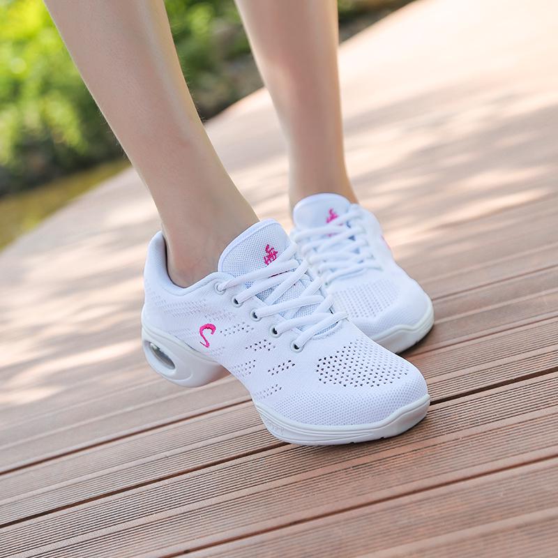35-41 Modern Dance Shoes for Women, Soft Soled Mesh, Fly Woven Mid Heel Ballet Dance Shoes, Casual Shoes