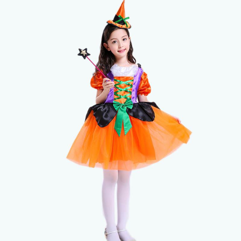 Heksesett Kjole Jenter Halloween Trollmannskostyme Barn Fest Heks Vestidos