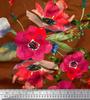 Soimoi Japan Crepe Satin Fabric Leaves & Poppy Flower Print Sewing Fabric Metre 42 Inch