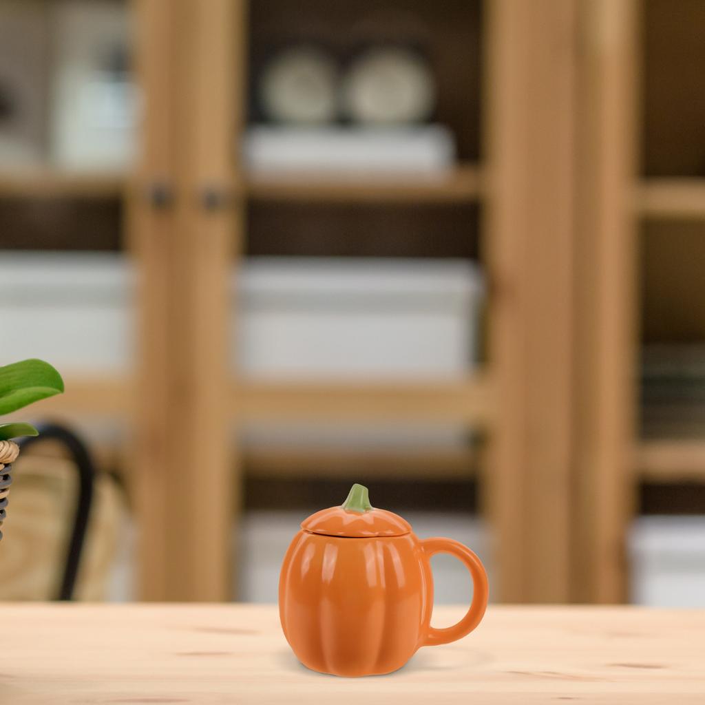 Ceramic Pumpkin Shaped Cup Lid 400Ml Coffee Mug Versatile Water Cup Office Home Microwave Safe Cute Ceramic Mug