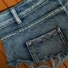 Frayed Distressed Rivet Ultra Low-Rise Hot Denim Shorts for Women