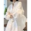 White cotton and linen sunscreen shirt women's summer loose casual top lazy style thin jacket linen slightly transparent shirt