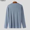 INCERUN Men Round Neck Long Sleeve Texture Casual Tops T-shirts