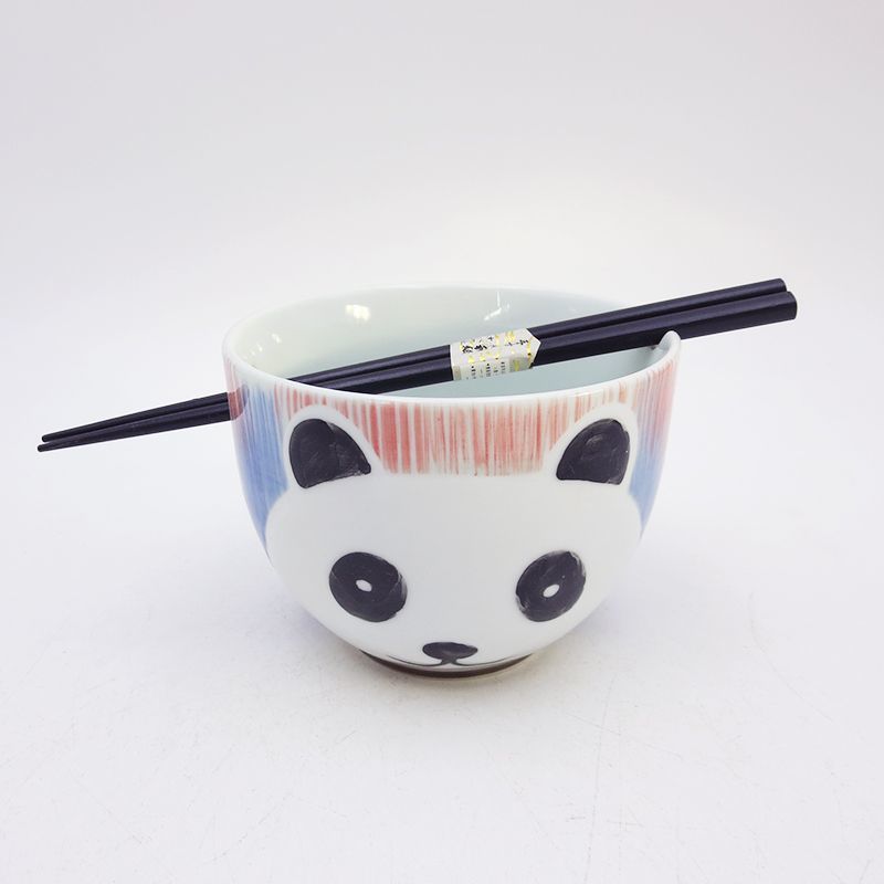

Japanese Owl Chopstick Bowl Single Tableware Household Instant Noodles with Perforated Ceramic Simple Rice Bowl