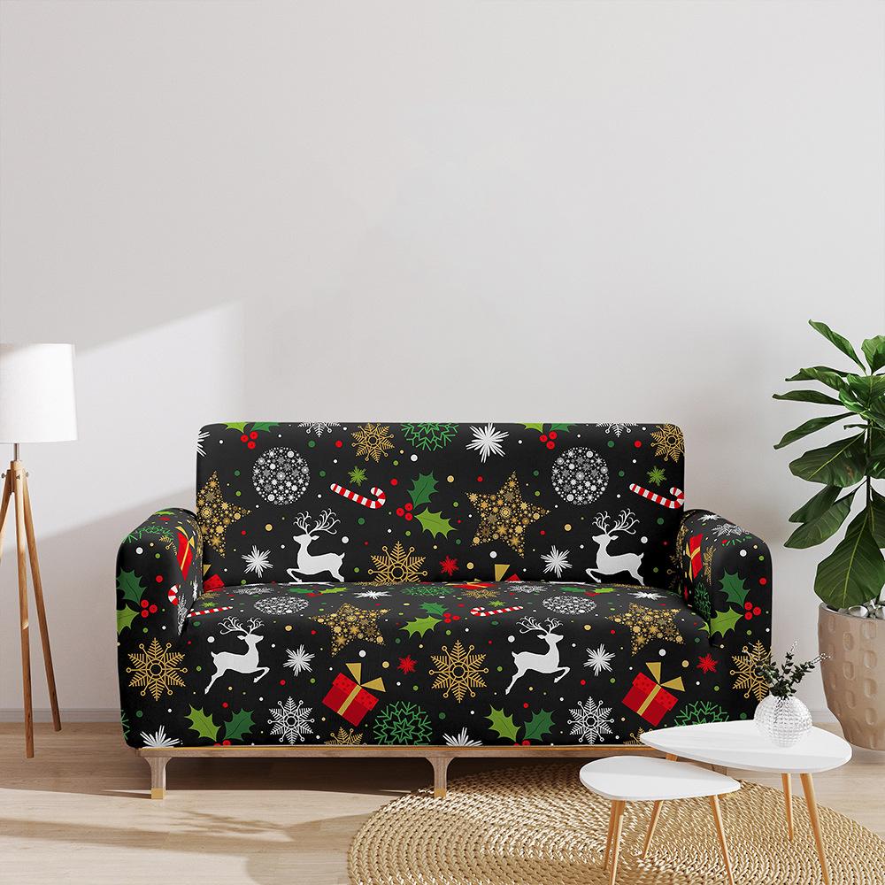 Elastic Sofa Cover Red Christmas All-Inclusive Three-Seat Sofa Cover Furniture Protective Cover