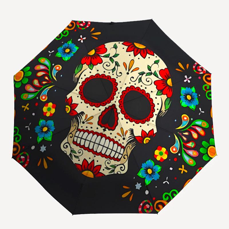 1pc Sugar Skull Decor Automatic Open/Close Umbrella, Ideal Fan Gift for Birthday, Christmas, Trendy Fashion y250828079