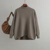 New Autumn and Winter Retro Loose Solid Color Pullover Sweater for Women Half Turtleneck Sweater Bottoming Shirt