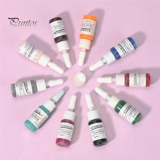 Puntos Long 10Pcs 80g Tattoo Inks Sanitary Lasting Synthetic Bottle Tattoo Ink