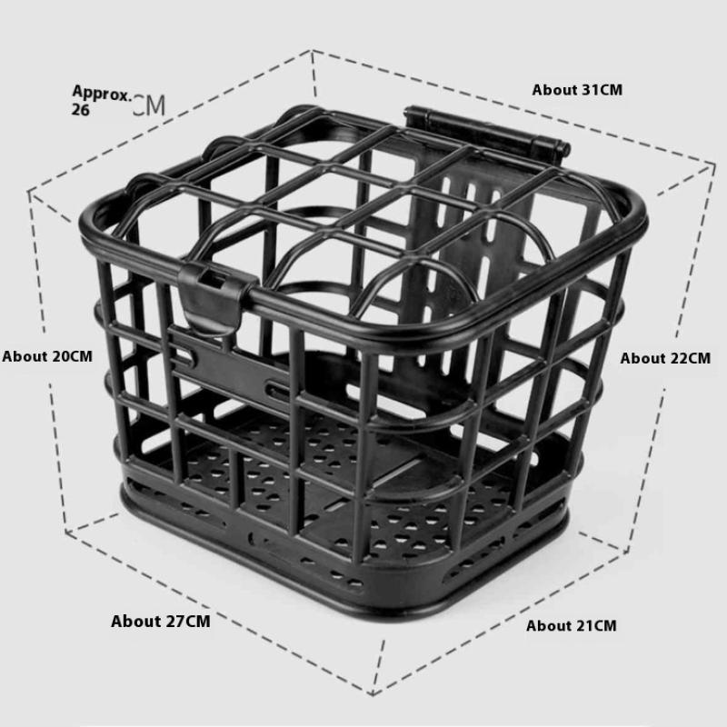 1 Set Große Kapazität Anti-Extrusion Fahrrad-Frontkorb Schwarz PC Abnehmbarer Fahrradkorb Mit Deckel Für Elektrofahrrad