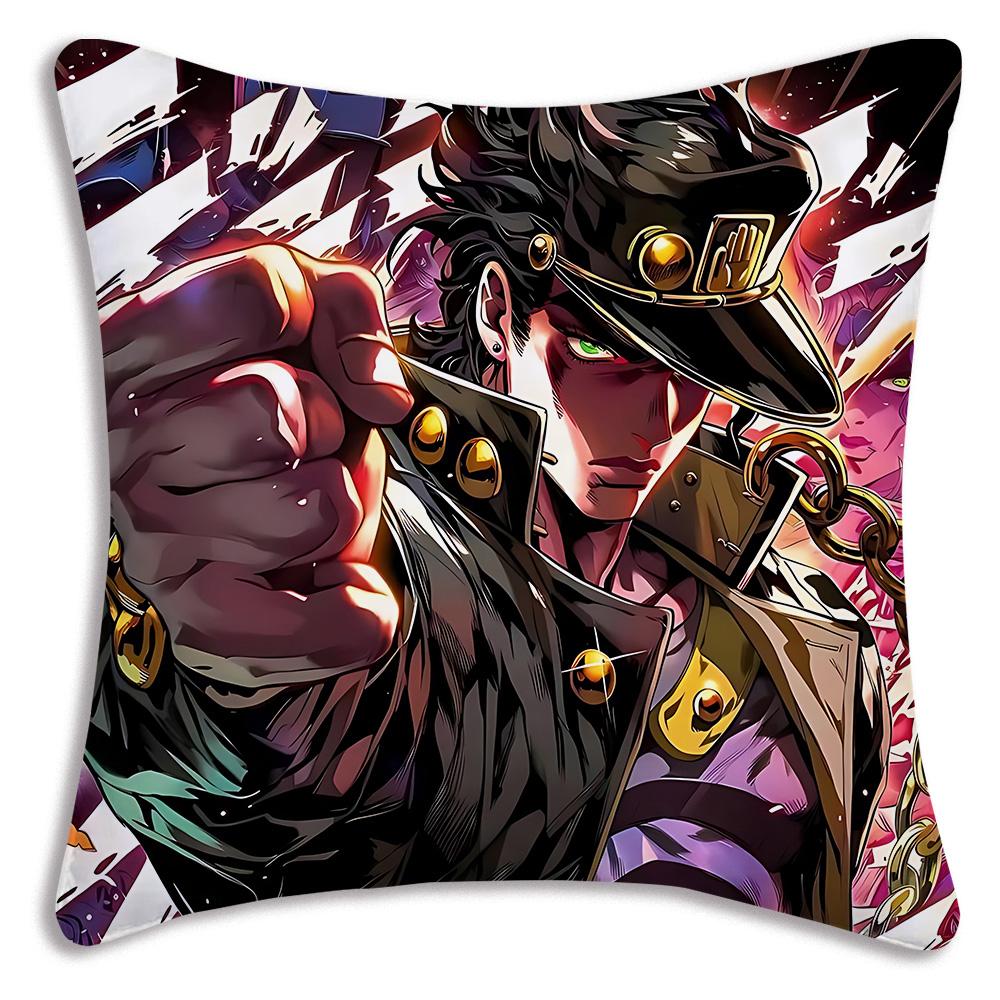 Pillow Covers Cartoon Jojo’S Bizarre Adventure Sofa Decorative Home Double-Sided Printing Short Plush Cute Cushion Cover