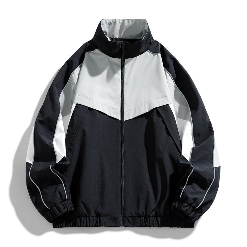 Herren S Vintage Farbblock Stehkragen Locker Lässig Sportjacke