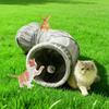 Cat Tunnel Tube Toy Kit Collapsible 2 Way Grey Plush, Pet Tunnels for Indoor Cats, Long Tubes for Puppy, Kitty, Kitten, Rabbit for Playtime &