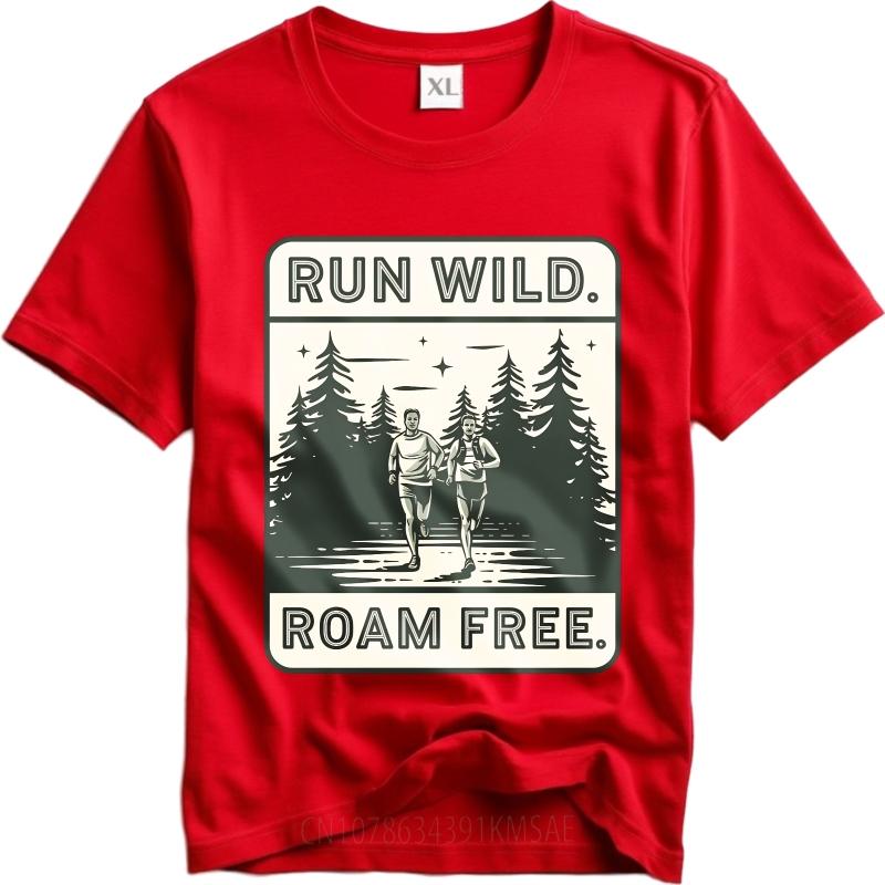 

Man Round Neck teeshirt Cool Men Summer T Shirt Run Wild Roam Free Forest Runners Short Sleeve Soft Crew Neck Man Tee Shirt as the picture3213 красный