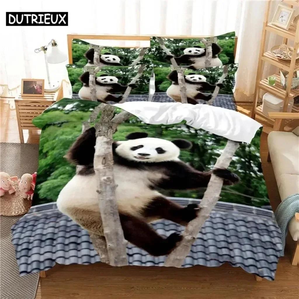 3D Print National Treasure Panda Comfortable Duvet Quilt Cover Pillowcase Bedding Set Children Bedroom Decoration Home Textile