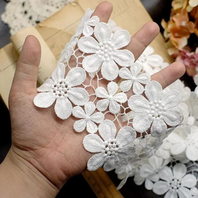 2Meters/lot 10CM Wide High Quality Exquisite Lace Cotton Embroidery Ribbon Lace Trim Skirt Sewing Accessories Clothing Decorative Materials