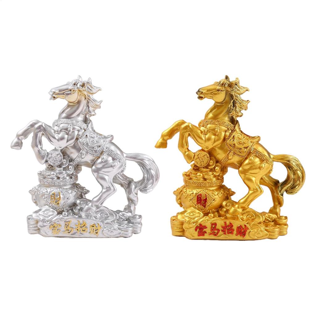 Resin Chinese 2026 Year of Horse Ornament Blessing Souvenir Feng Shui Horse Year Ornament Home Office Tabletop Decoration