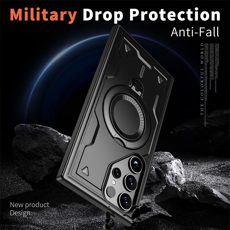 360° Magnetic Ring Kickstand Phone Case For Samsung S24 Ultra Military Grade Heavy Duty Protector Magsafing Cover For Galaxy S23 S22 Ultra A15 A35 A55