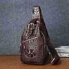 New Crocodile Patterned Men's Chest Bag, High-end Diagonal Cross Bag, Outdoor High-end Chest Bag, Fashionable Men's Bag