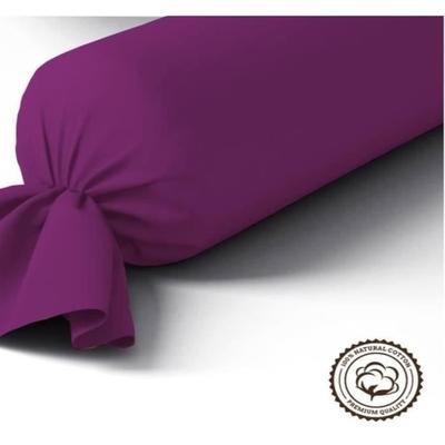 Bolster Case - PLUM - 45x185 Cm - 100% Cotton - Durable Fabric - Washable At 40°
