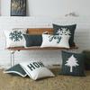 Polyester-cotton Canvas Christmas Green Plaid Embroidered Edge Fur Edge Patch Embroidered Pillow Cushion Cushion Cover