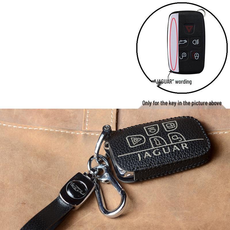 Genuine Cowhide Car Key Case for Jaguar XEL, XFL, XF, XE, F-Pace, XJ - Women's High-End Smart Model with Buckle.