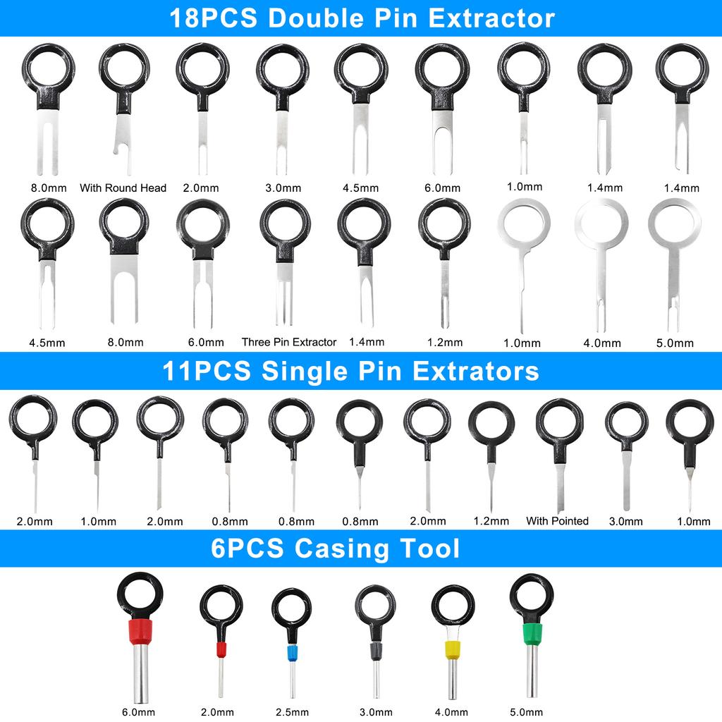 Car Terminal Removal Electrical Wiring Wire Harness Crimp Connector Pin Extractor Kit Repair Hand Tools Pick Hook Set