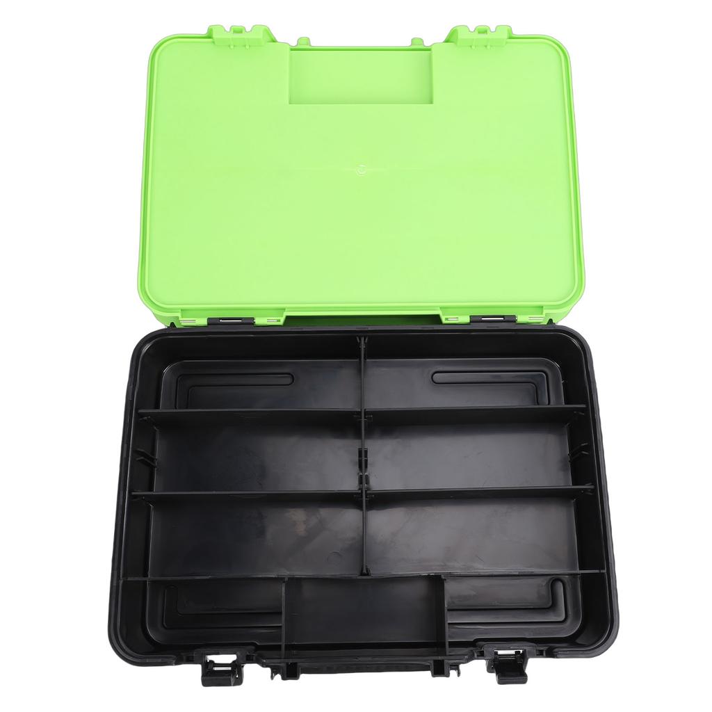 Double Layer Lure Box with Divider Panels Portable Fishing Tackle Storage Organizer for Lines Hooks Lures Green