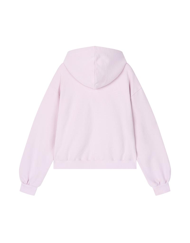 Stmg Margarine Applique Loose Two-Way Zipper Hoodie Pink