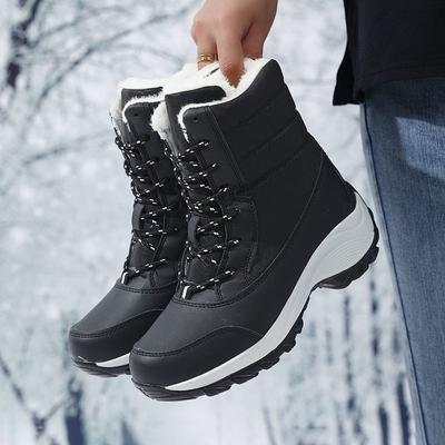 Men Women Winter Boots Warm Plush Ankle Waterproof Women Snow Fur Platform Shoes Slip Woman Female Warm Insulation for Cold Weather Conditions