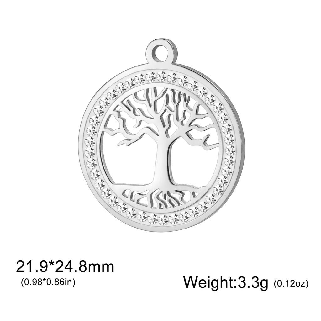 Xiaomi 3pcs/lot Amulet Tree of Life Round Clear Zircon Pendant Stainless Steel Gold Color Charms for Necklace Earring Jewelry Making