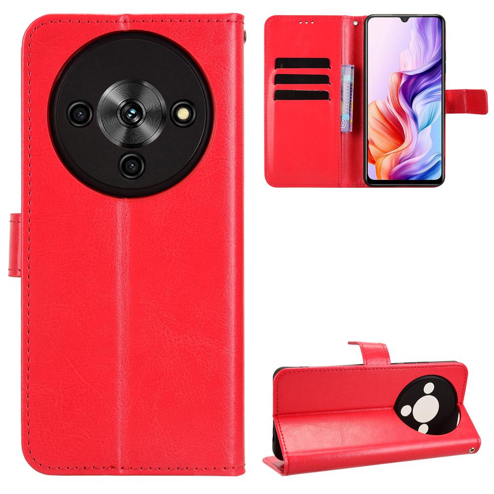 For ZTE Blade A76 5G PU Leather Case with Strap Crazy Horse Texture Phone Wallet Cover