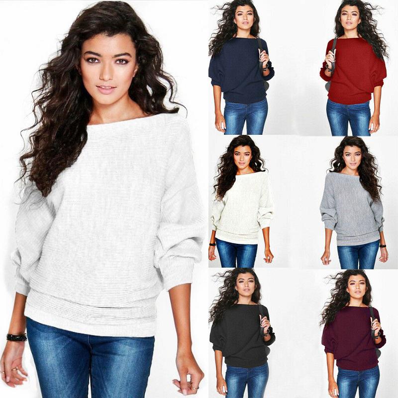 Sleeve Womens Long Baggy Ladies Pullover Top Knitted Oversized Sweater Jumper