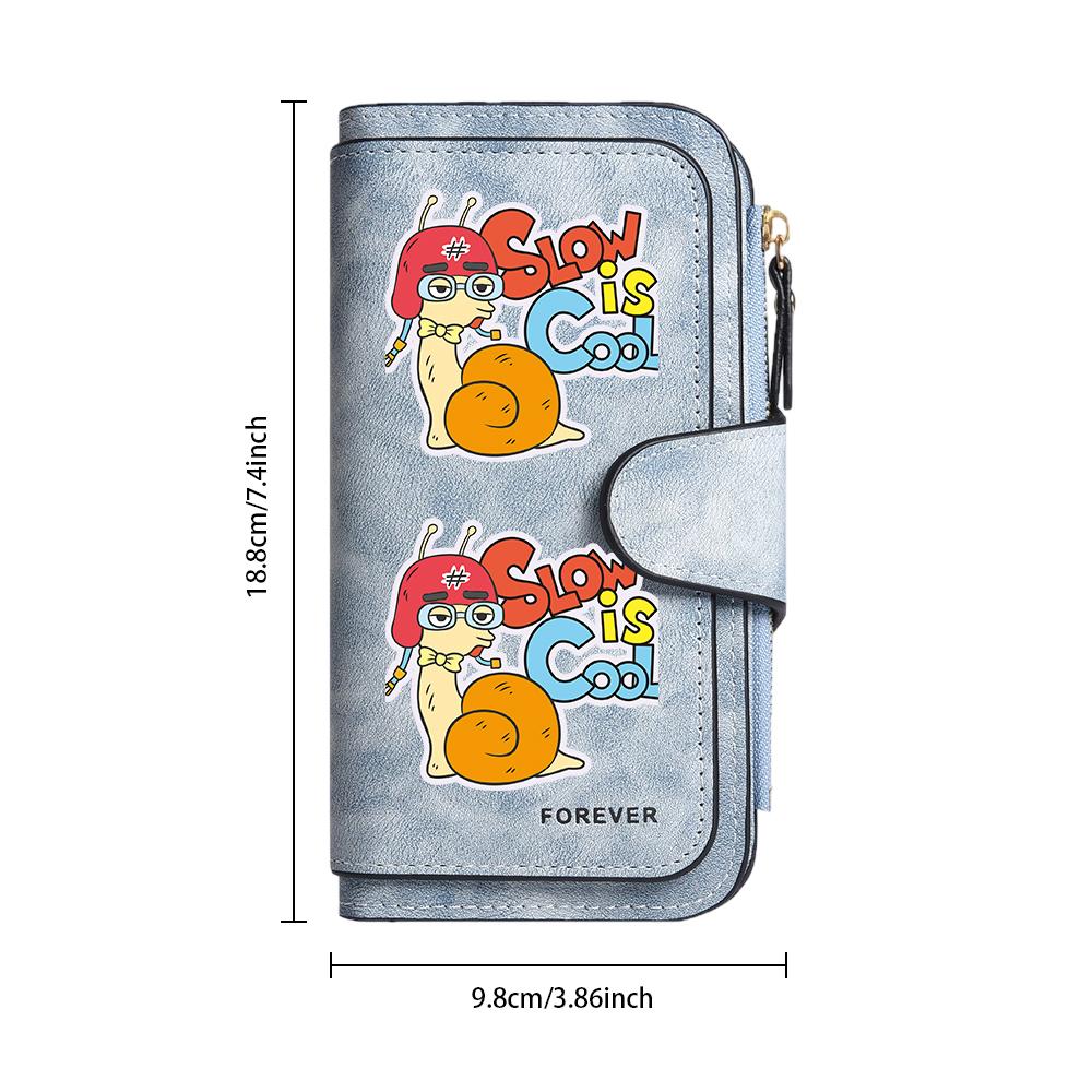 Cute Cartoon Snail Long Wallet Cool Trendy Portable PU Leather Card Holder Daily Use Fashion Wallet