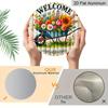2D Flat 1pc, 8x8 in, Rustic Garden Welcome Sign with Vintage Unicycle & Colorful Flowers - Durable Aluminum Metal Wall Art for Outdoor Patio, Garage