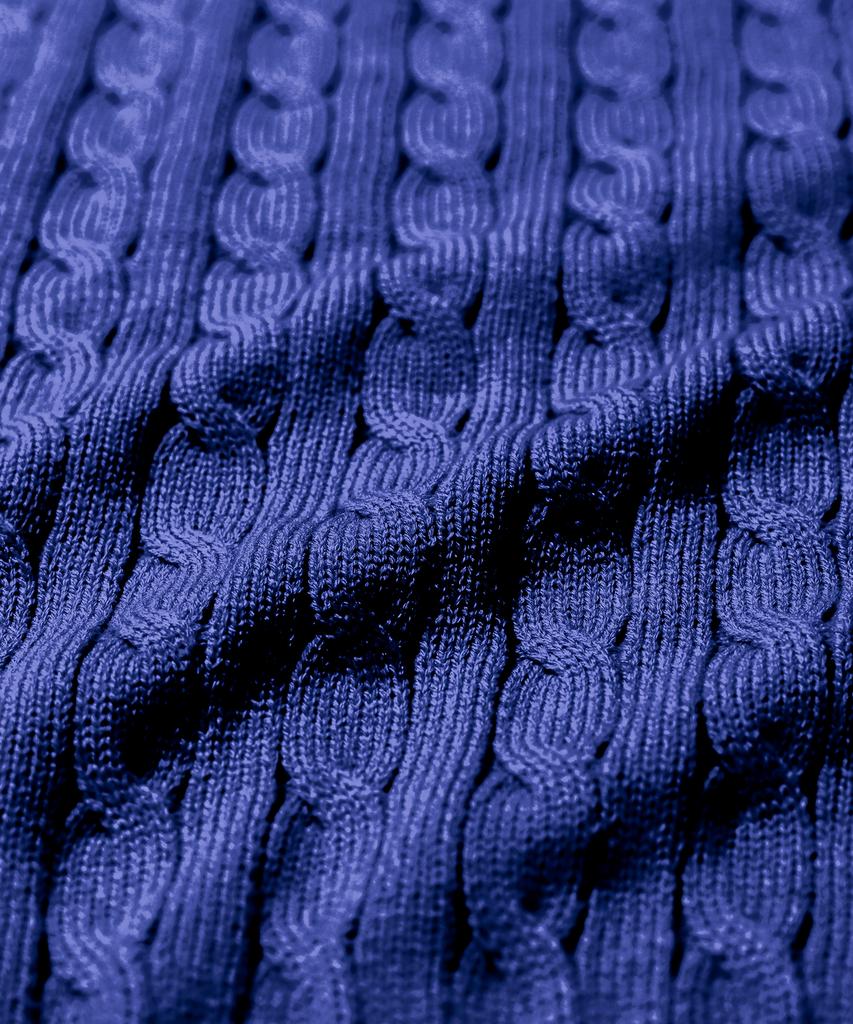 LEMAIN SECOND Oversized Voluminous Washable Crew Neck Cable Knit [Blue]
