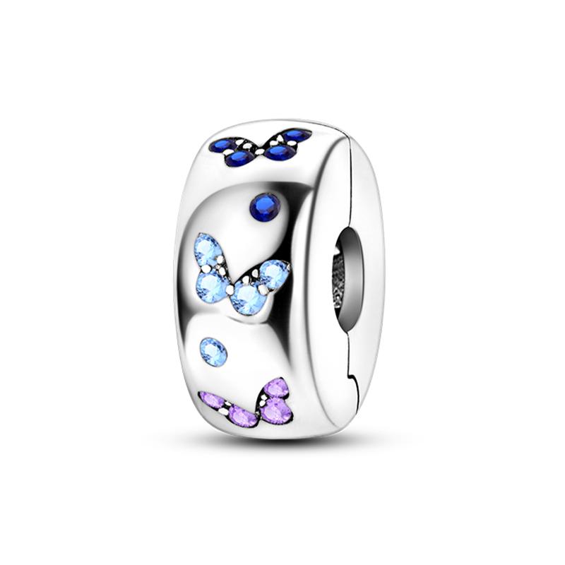 Original Copper Clip Charm Inlaid Zircon Cat Butterfly Charm Silicone Spacer Beads For Women Bracelet Diy Jewelry
