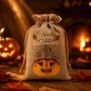 Handmade Style Party Bags 2Pcs Halloween Pumpkin Drawstring for Candy Treats, Retro Burlap Festival Totes Trick or Treat Bags, Portable Goodie