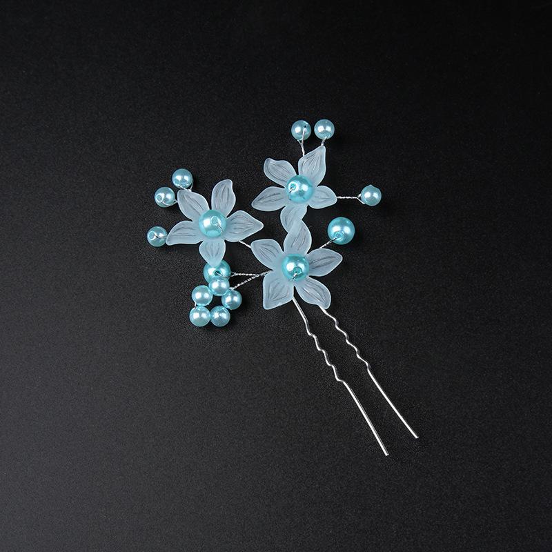 Korean Frosted Flower Pearl Hairpin & Comb Set for Brides