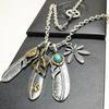 Feder Anhänger Halskette Herren Damen Legierung Kreuz Kette Boho Chic Vintage Stil Verstellbare Länge 51-80cm