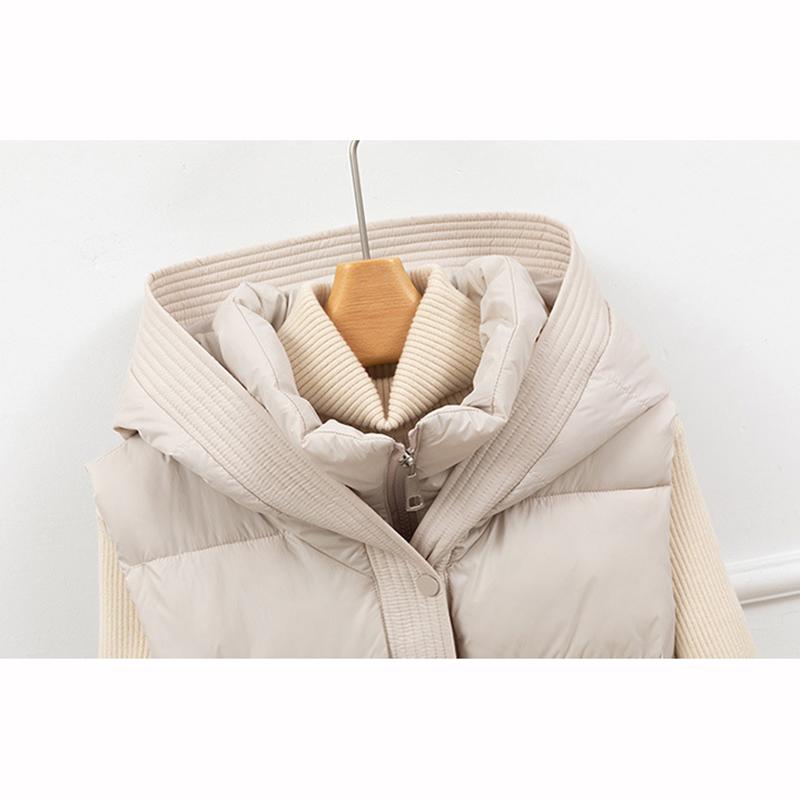 Women's Puffer Vest Thicken Warm Winter Hooded Coat Color Sleeveless Padded Outwear Cropped Button Zip Up Coat