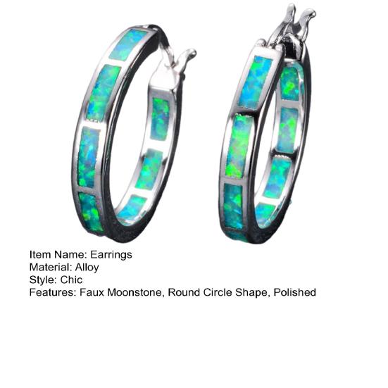 1 para kolczyków typu kółka dla kobiet sztuczny kamień księżycowy geometryczny okrągły kształt koła lekki gładki stop urodziny rocznica walentynki prezent biżuteria do uszu