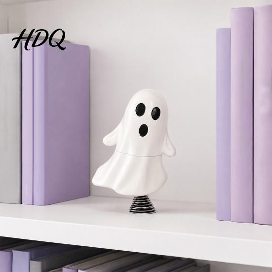 Spooky Home Decorations Cute Ghost Night Light with Spring Base USB Powered Mini Halloween Unique Holiday Gifts Tree Topper LED for Party,