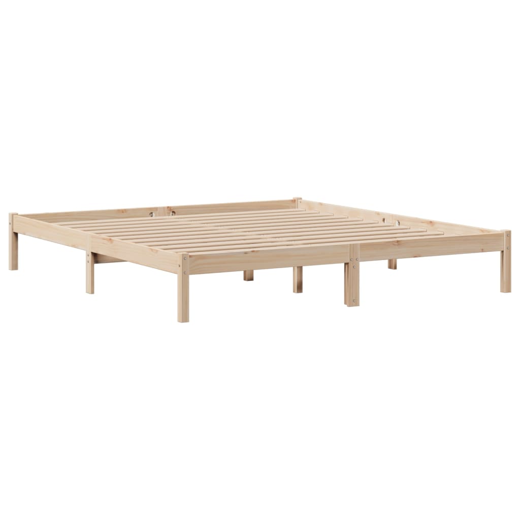 Solid Wood Bed with Shelf Without Mattress 180x200 cm Pine Wood