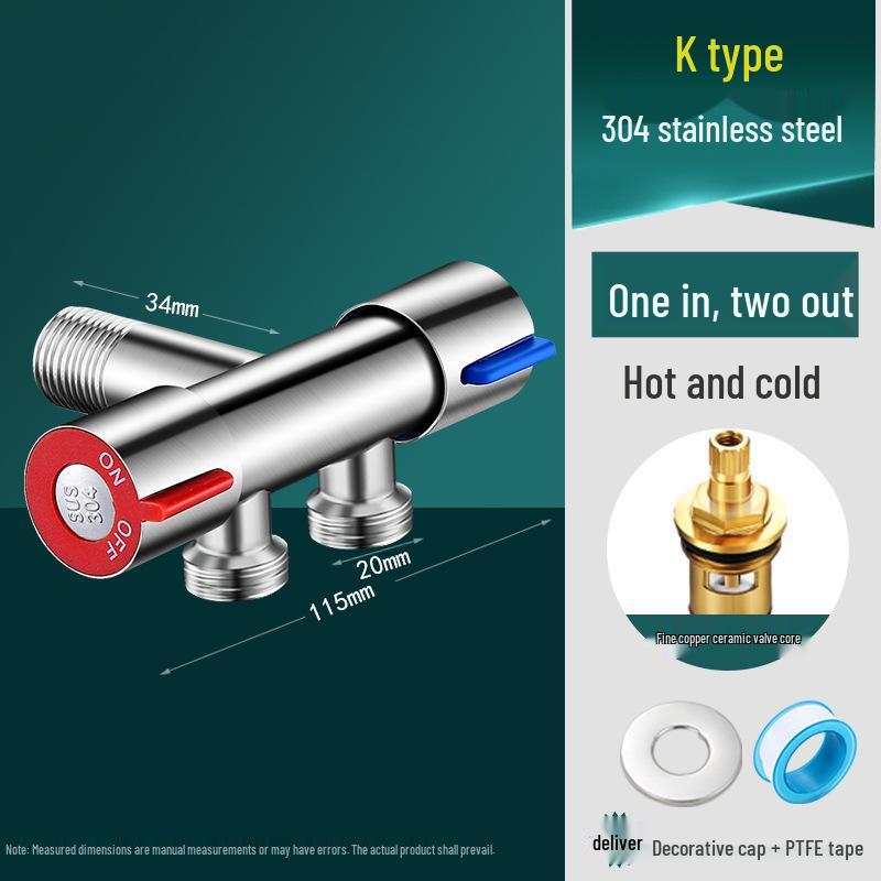 Household Full Copper 304 Stainless Steel Angle Valve for Kitchen & Bathroom – Cold & Hot Water Stop/Splitter Valve