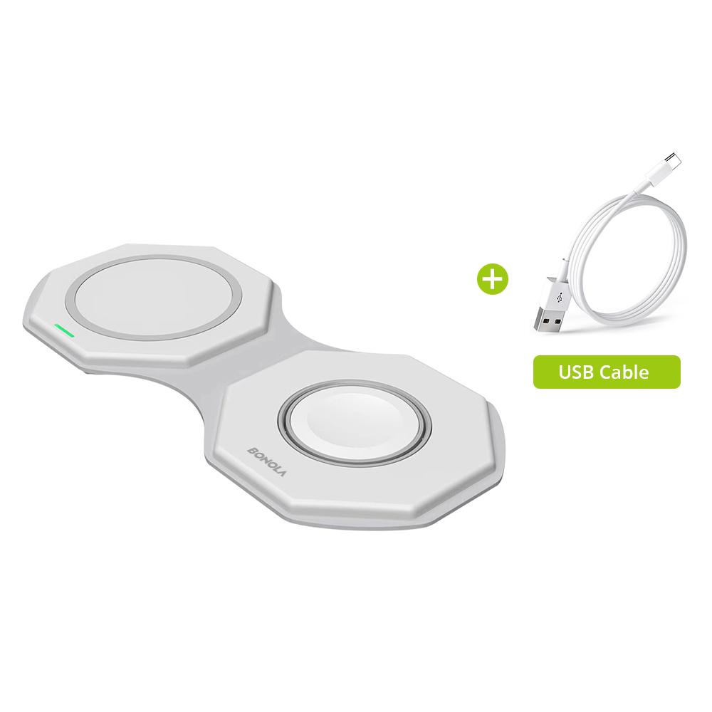 Faltbares kabelloses Ladegerät 2 in 1 für iPhone 14pro/15/13/12, 15 W magnetische kabellose Ladegeräte für Apple Watch 8/Airpods Pro