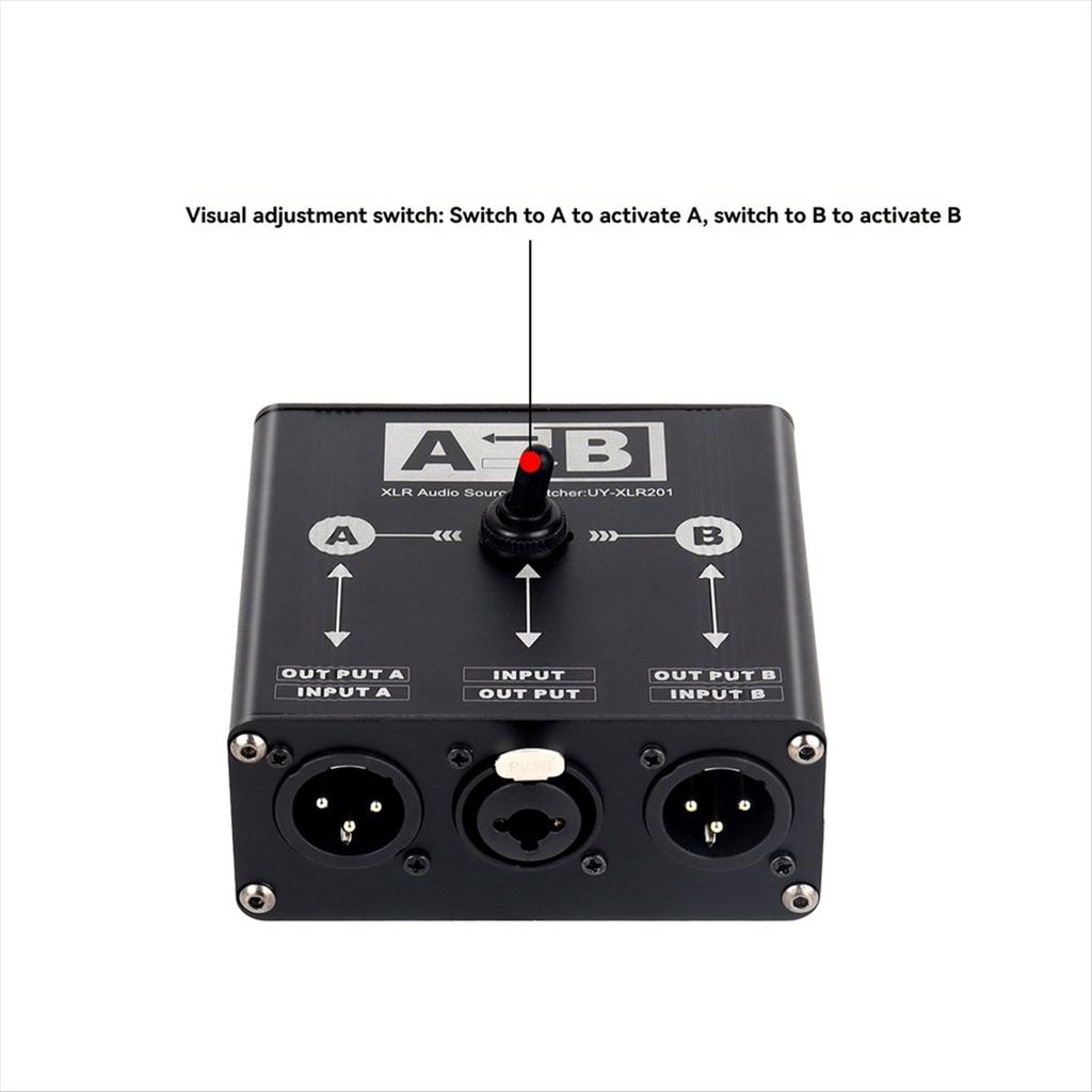 2 in 1 Out or 1 in 2 Out XLR Balanced Audio Source Switcher Manual 2 Male 1 Female for Mic Sound Card Mixer