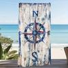 1pc Extra Large Beach Towel, Family Pack, Vintage Blue Compass Print Beach Towel,Essential Travel Gift for Vacations,Lightweight