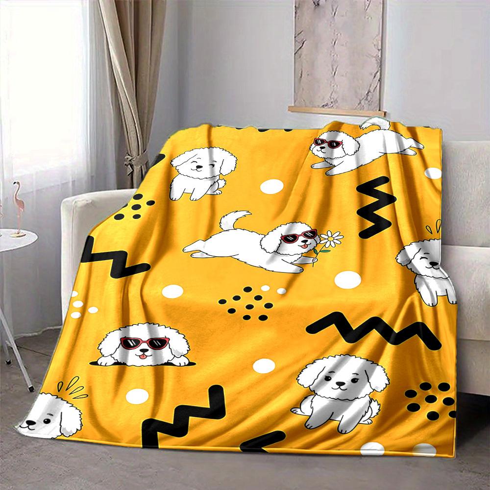 1pc Puppy Playful Blanket, Lightweight Flannel Throw Blanket for Sofa, Bed, Travel, Camping, Living Room, Office, Couch, Chair, and Bed