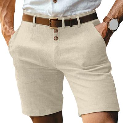 Herren-Shorts, mittelhohe Taille, Knöpfe, Reißverschluss, einfarbige Shorts mit Taschen, gerades Bein, lässige Sommershorts für den Alltag
