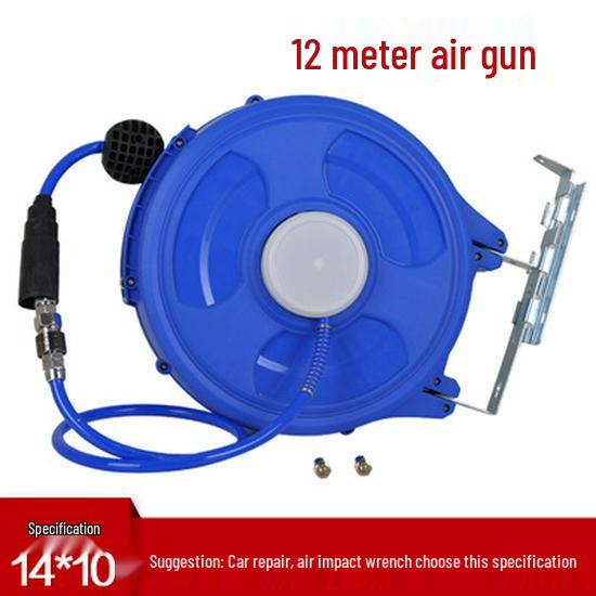 Retractable Air Hose Reel with 12*8MM Braided PU Hose for Pneumatic Tools and Car Detailing
